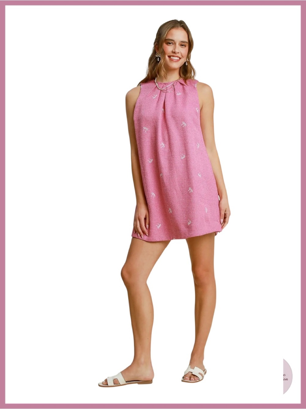 NWT Pink Tweed Mini Bow Shift Dress - Medium - Picture 6 of 9